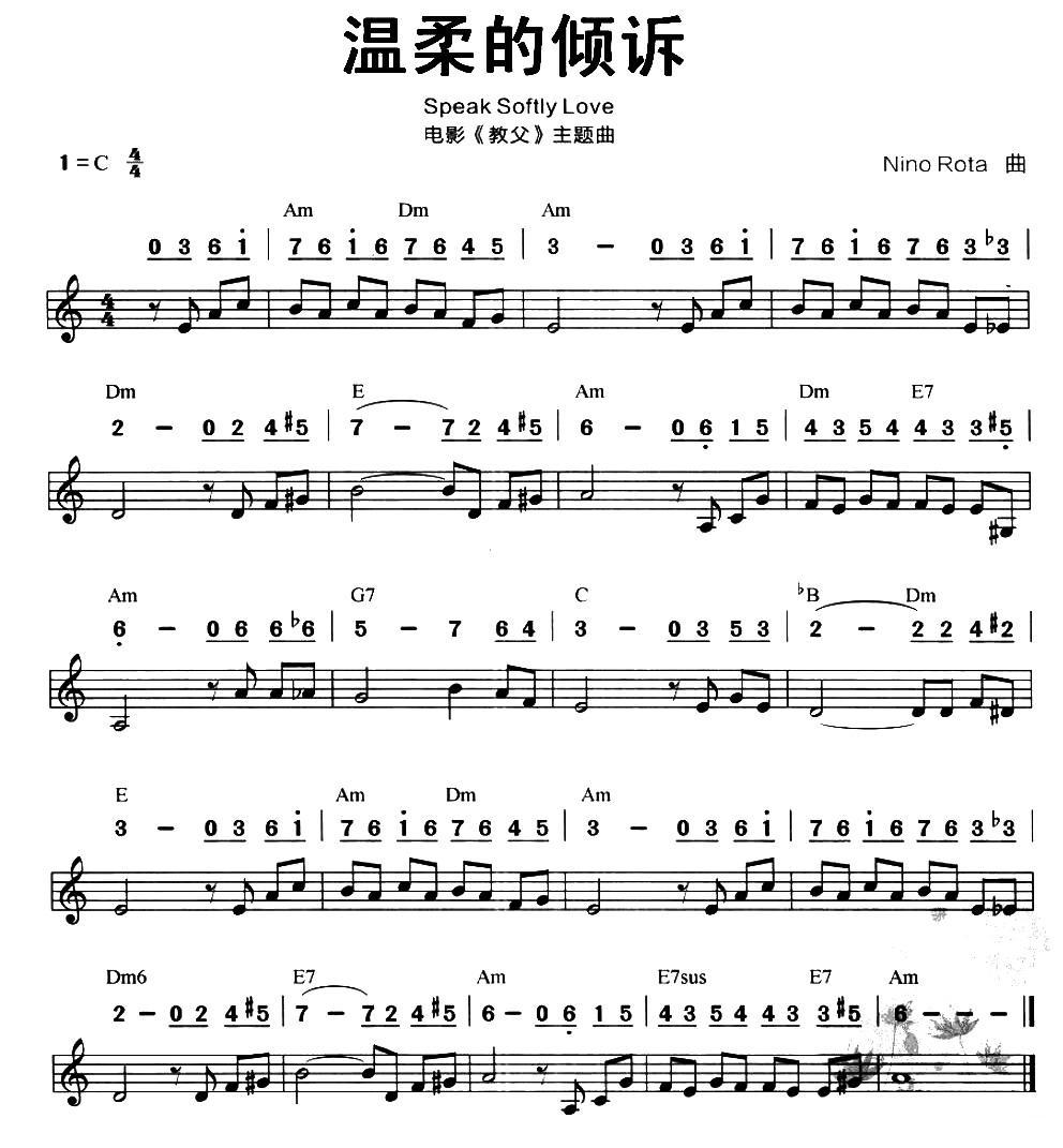 教父钢琴曲简谱图片