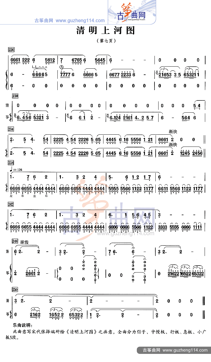 清明上河图古筝谱图片