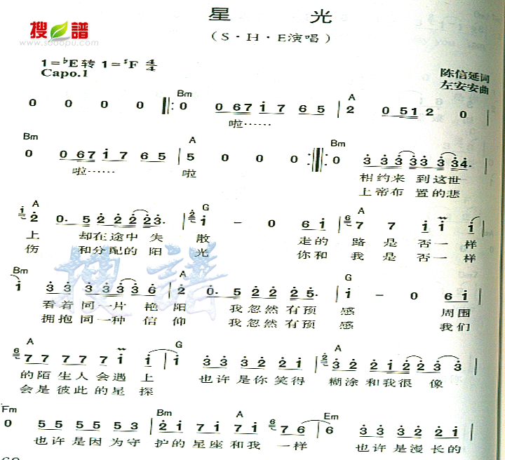 星光派对歌谱图片