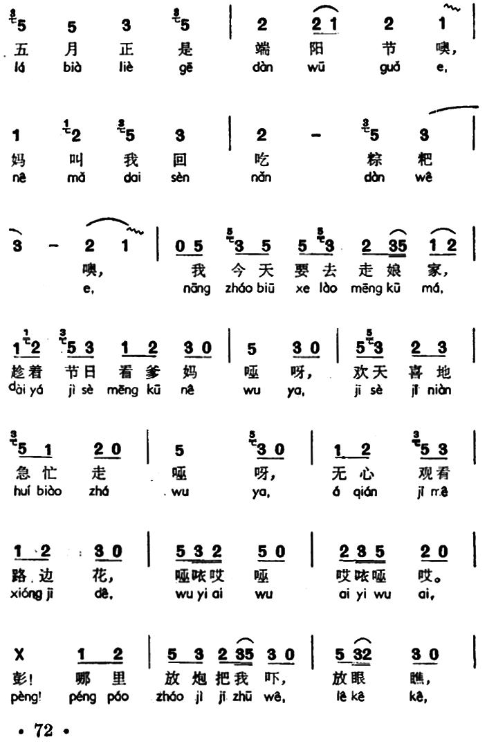 回娘家(声萨,苗族平腔)简谱