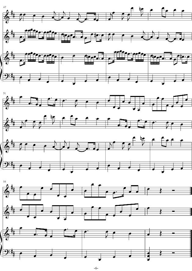 卡农原版(三小提琴一大提琴)简谱